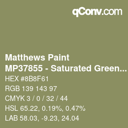 Código de color: Matthews Paint - MP37855 - Saturated Green Met | qconv.com