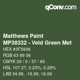 Color code: Matthews Paint - MP38332 - Veld Green Met | qconv.com