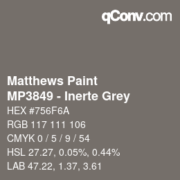Farbcode: Matthews Paint - MP3849 - Inerte Grey | qconv.com