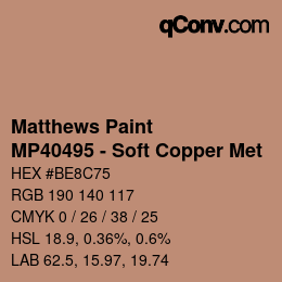 Color code: Matthews Paint - MP40495 - Soft Copper Met | qconv.com