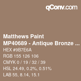 Color code: Matthews Paint - MP40689 - Antique Bronze Mica | qconv.com