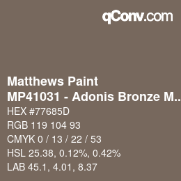 Code couleur: Matthews Paint - MP41031 - Adonis Bronze Met | qconv.com