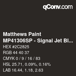 Código de color: Matthews Paint - MP41306SP - Signal Jet Black | qconv.com