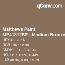 Color code: Matthews Paint - MP41312SP - Medium Bronze | qconv.com