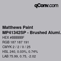 Color code: Matthews Paint - MP41342SP - Brushed Aluminum | qconv.com