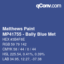 颜色代码: Matthews Paint - MP41755 - Bally Blue Met | qconv.com