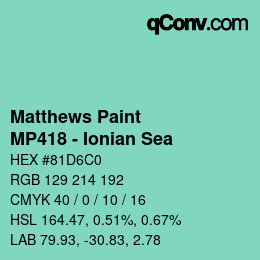 Code couleur: Matthews Paint - MP418 - Ionian Sea | qconv.com