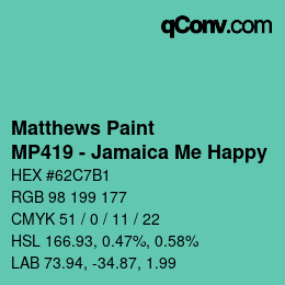 カラーコード: Matthews Paint - MP419 - Jamaica Me Happy | qconv.com