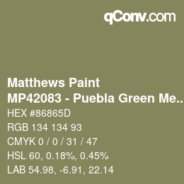 Color code: Matthews Paint - MP42083 - Puebla Green Met | qconv.com