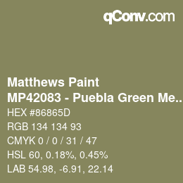 Code couleur: Matthews Paint - MP42083 - Puebla Green Met | qconv.com