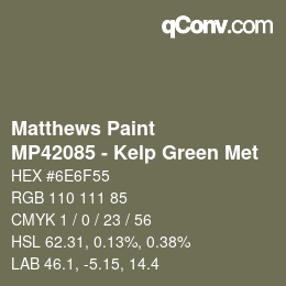 カラーコード: Matthews Paint - MP42085 - Kelp Green Met | qconv.com