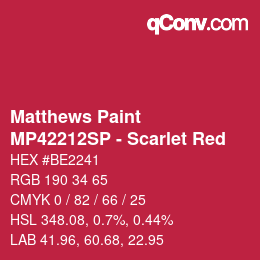 Color code: Matthews Paint - MP42212SP - Scarlet Red | qconv.com