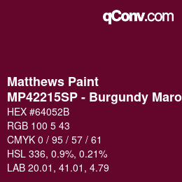 Color code: Matthews Paint - MP42215SP - Burgundy Maroon | qconv.com