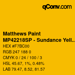 Color code: Matthews Paint - MP42218SP - Sundance Yellow | qconv.com