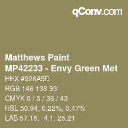 カラーコード: Matthews Paint - MP42233 - Envy Green Met | qconv.com