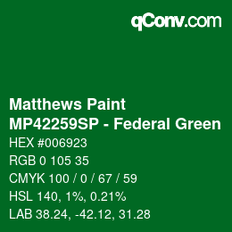 Color code: Matthews Paint - MP42259SP - Federal Green | qconv.com