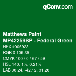 カラーコード: Matthews Paint - MP42259SP - Federal Green | qconv.com