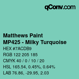 Farbcode: Matthews Paint - MP425 - Milky Turquoise | qconv.com