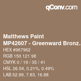 カラーコード: Matthews Paint - MP42607 - Greenward Bronze Met | qconv.com