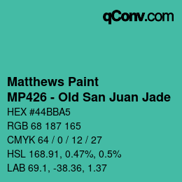 Código de color: Matthews Paint - MP426 - Old San Juan Jade | qconv.com