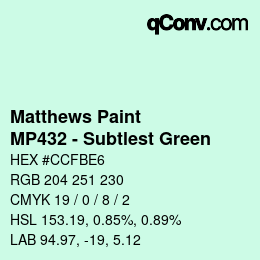 Color code: Matthews Paint - MP432 - Subtlest Green | qconv.com