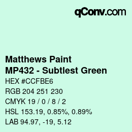 カラーコード: Matthews Paint - MP432 - Subtlest Green | qconv.com