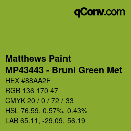 Código de color: Matthews Paint - MP43443 - Bruni Green Met | qconv.com