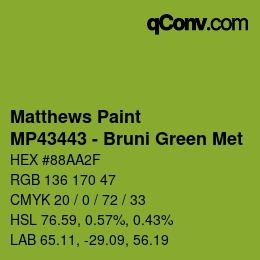 Code couleur: Matthews Paint - MP43443 - Bruni Green Met | qconv.com