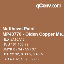 Color code: Matthews Paint - MP43770 - Olden Copper Met | qconv.com