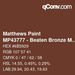 Code couleur: Matthews Paint - MP43777 - Beaten Bronze Met | qconv.com