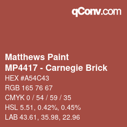 Código de color: Matthews Paint - MP4417 - Carnegie Brick | qconv.com