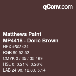 Color code: Matthews Paint - MP4418 - Doric Brown | qconv.com