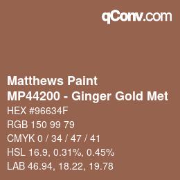 Color code: Matthews Paint - MP44200 - Ginger Gold Met | qconv.com