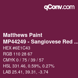 カラーコード: Matthews Paint - MP44249 - Sangiovese Red Met | qconv.com