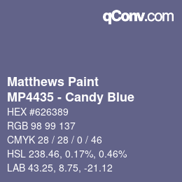 Color code: Matthews Paint - MP4435 - Candy Blue | qconv.com