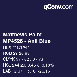 Código de color: Matthews Paint - MP4526 - Anil Blue | qconv.com