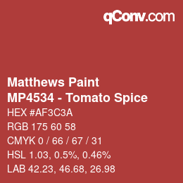 Farbcode: Matthews Paint - MP4534 - Tomato Spice | qconv.com