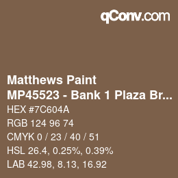 Code couleur: Matthews Paint - MP45523 - Bank 1 Plaza Bronze Met | qconv.com