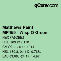 Color code: Matthews Paint - MP459 - Wisp O Green | qconv.com