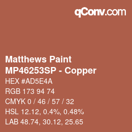Farbcode: Matthews Paint - MP46253SP - Copper | qconv.com