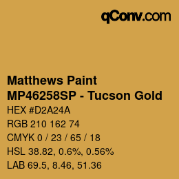 カラーコード: Matthews Paint - MP46258SP - Tucson Gold | qconv.com