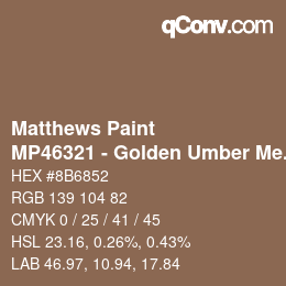 カラーコード: Matthews Paint - MP46321 - Golden Umber Met | qconv.com