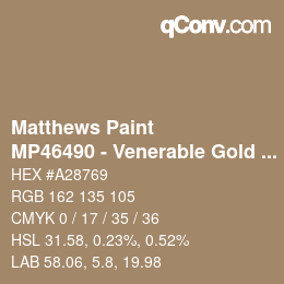 Color code: Matthews Paint - MP46490 - Venerable Gold Met | qconv.com