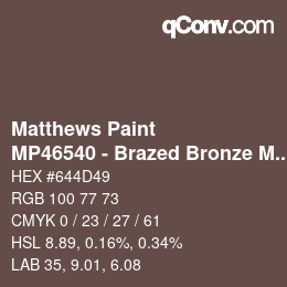 Color code: Matthews Paint - MP46540 - Brazed Bronze Met | qconv.com