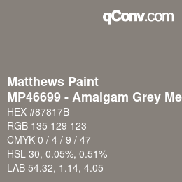 Code couleur: Matthews Paint - MP46699 - Amalgam Grey Met | qconv.com
