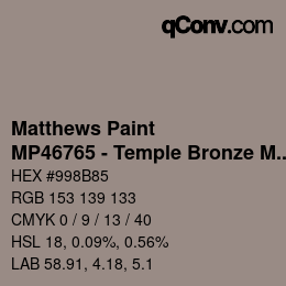 Color code: Matthews Paint - MP46765 - Temple Bronze Met | qconv.com