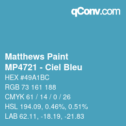 Color code: Matthews Paint - MP4721 - Ciel Bleu | qconv.com