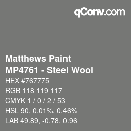 Color code: Matthews Paint - MP4761 - Steel Wool | qconv.com