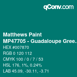 カラーコード: Matthews Paint - MP47705 - Guadaloupe Green Met | qconv.com
