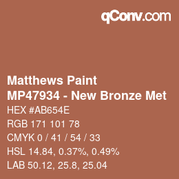Farbcode: Matthews Paint - MP47934 - New Bronze Met | qconv.com